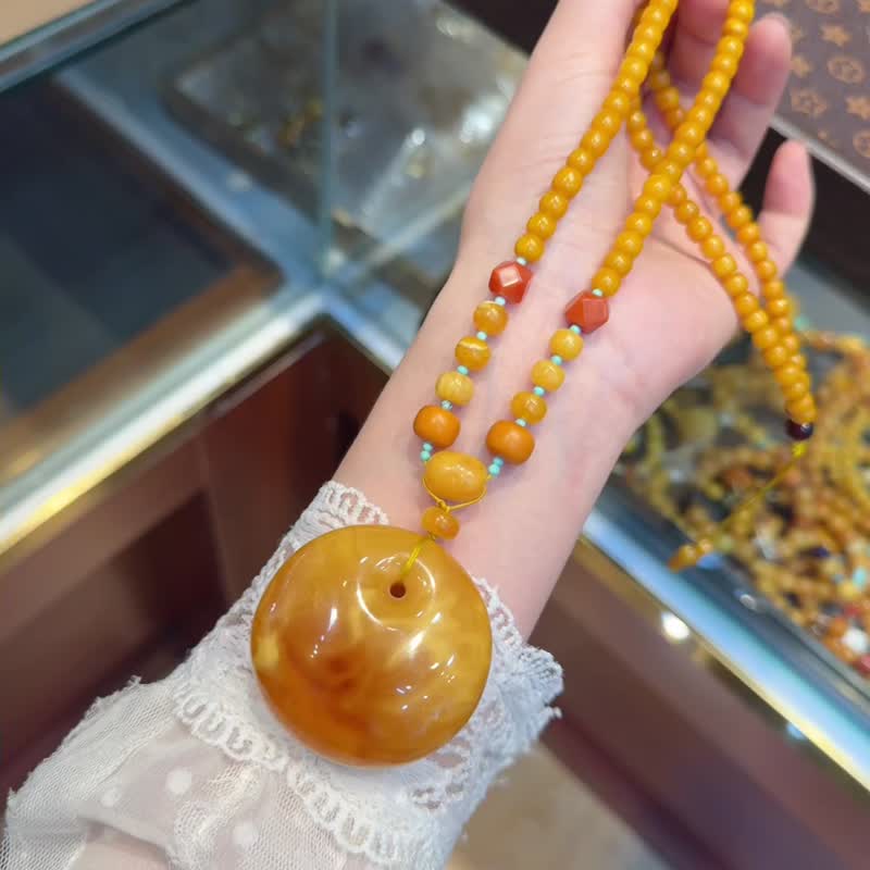 收藏級妖花老蠟 天然俄料蜜蠟公主扣吊墜 圓潤飽滿 蜜滿蠟實 - 項鍊 - 寶石 