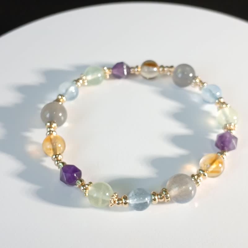 拉長石-黃水晶-海藍寶-招財-開運-療癒-水晶手鍊 - 手鍊/手環 - 水晶 多色