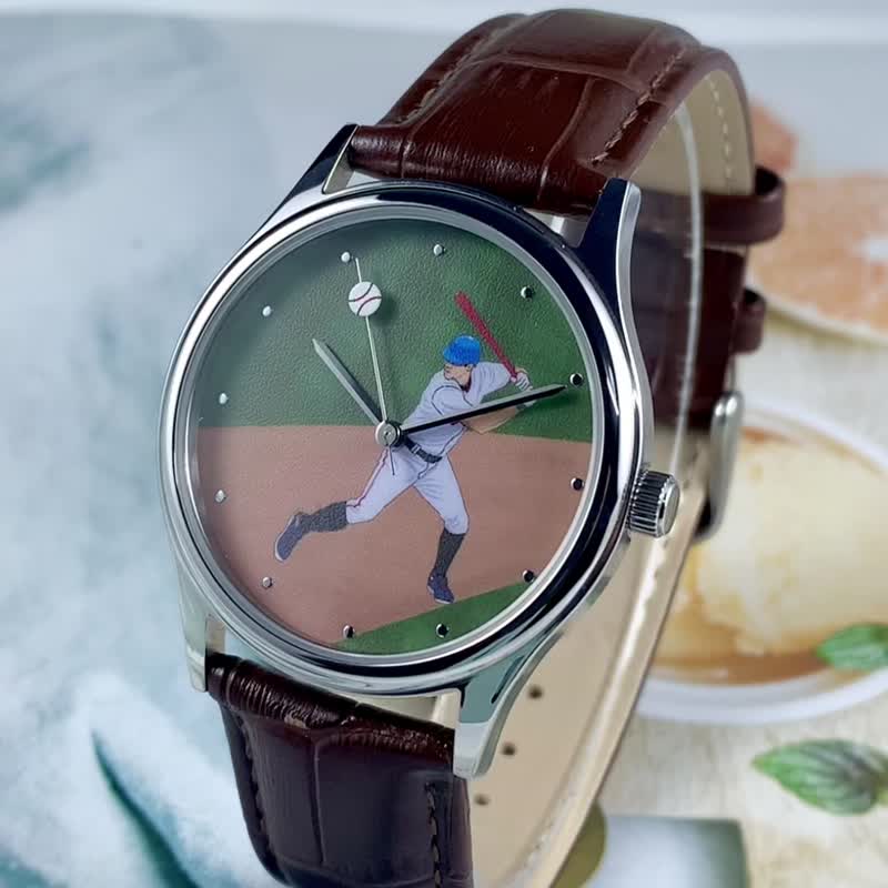 Baseball Watch Field Men Watch Women Watch Personalized Watch Free shipping - นาฬิกาผู้ชาย - โลหะ สีนำ้ตาล