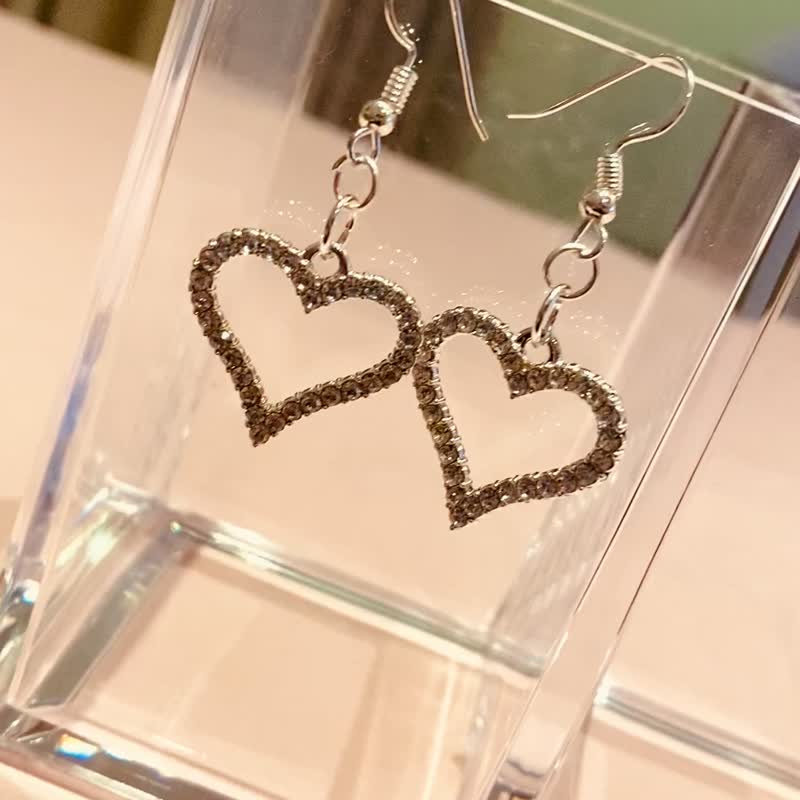 Shiny Heart Earrings - Earrings & Clip-ons - Other Metals White