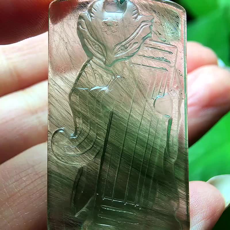 天然綠發晶九尾狐狐仙狐狸吊墜  晶體剔透顏色超棒造型飽滿 - 吊飾/掛飾 - 水晶 