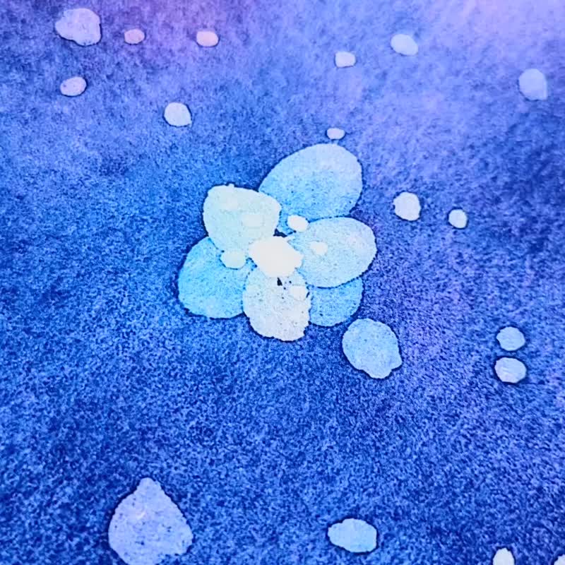 [Snow flower] Watercolor painting, art print, snow scene, blue interior, Christmas gift, stylish living room, Hokkaido, Christmas present - Posters - Paper Blue