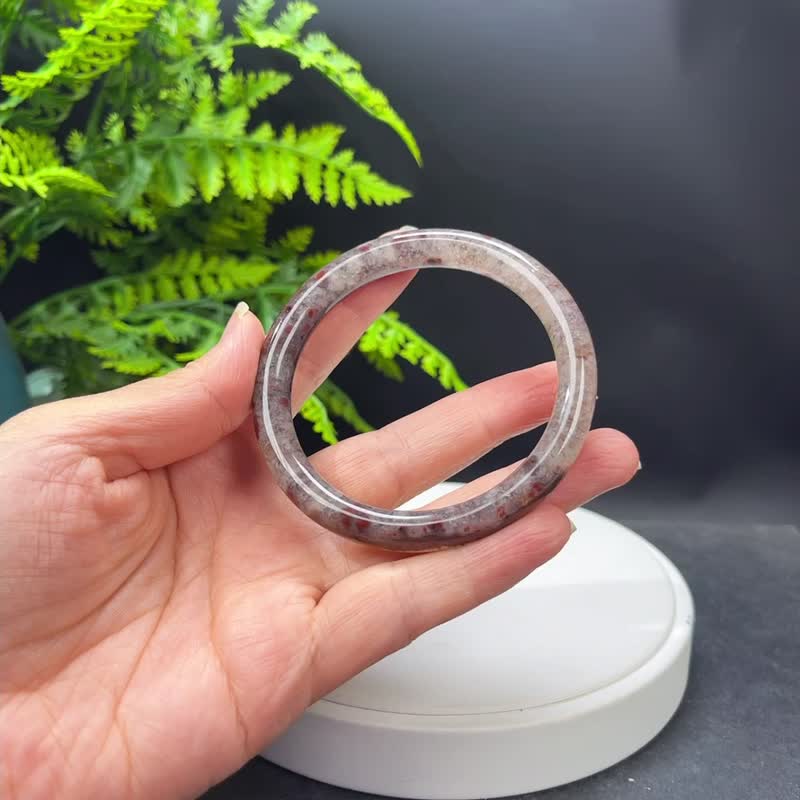 景觀爆晶瑪瑙手鐲 59MM 星光閃片圓條共生水晶手環 療愈氣質活潑 - 手鍊/手環 - 半寶石 