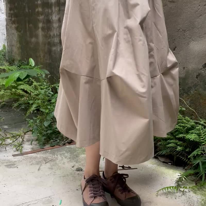 不規則造型長裙 大象灰 - 裙子/長裙 - 棉．麻 灰色