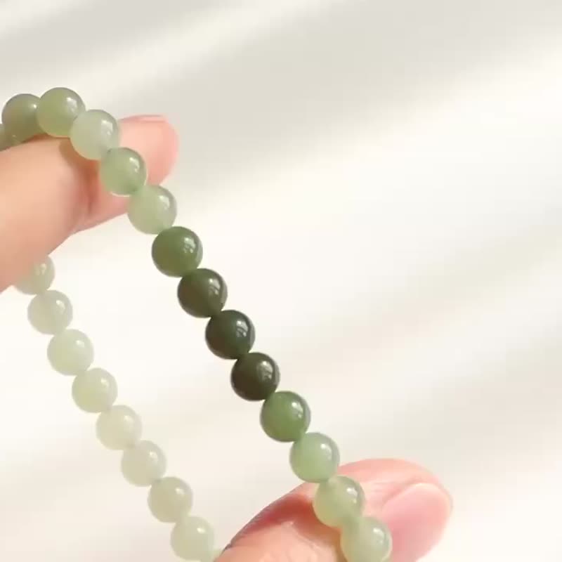 Natural Hetian Jade Bracelet Gradient Hetian Jade Bracelet Clear Water Gradient Lake Green Birthday Gift for Girlfriend - Bracelets - Jade 