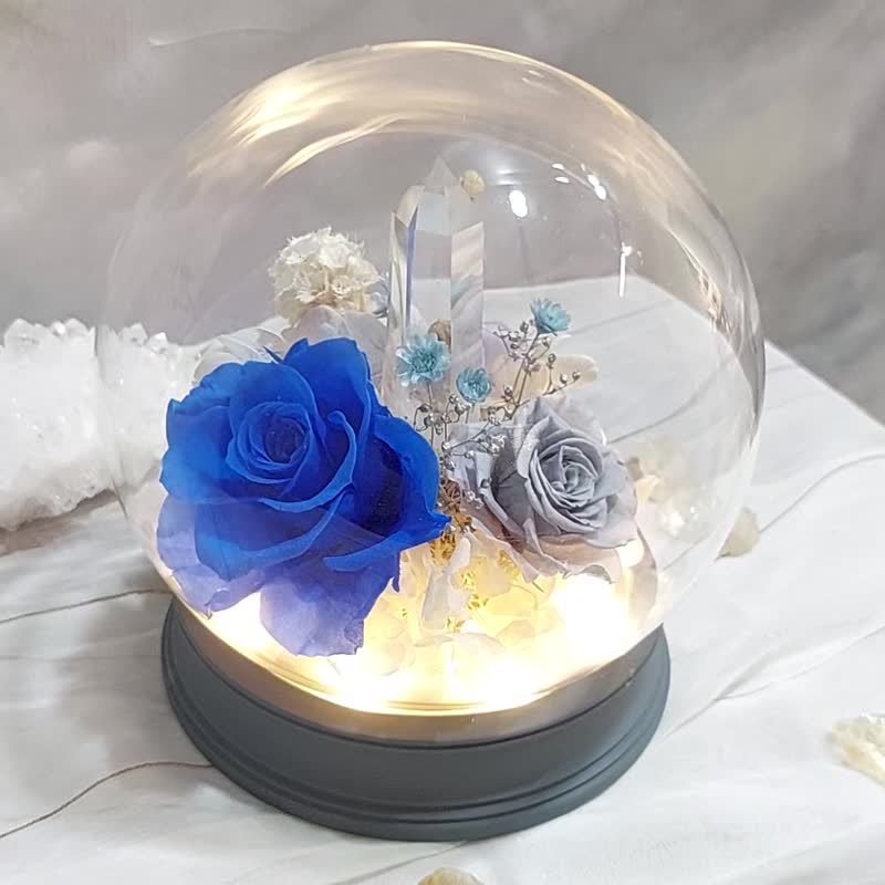 Good Luck White Crystal Floral Gift New Home Gift Office Decoration Home Decoration - ของวางตกแต่ง - พืช/ดอกไม้ สีน้ำเงิน