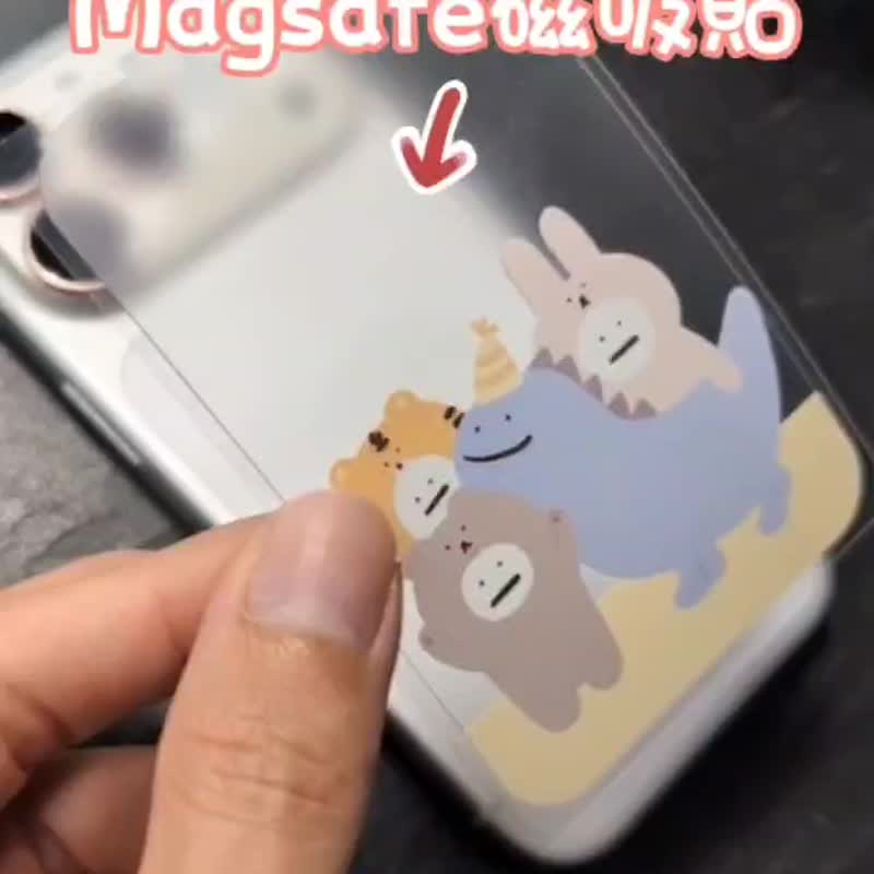 【韓風懶懶怪】彩繪鏡頭底座貼 MAGSAFE背貼套組 for i17 Pro Max - 手機配件 - 其他材質 