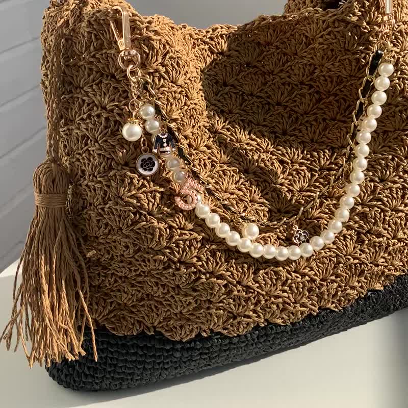 編織說明書電子檔 Crochet pattern Two-tone Raffia bag, Hobo twisted raffia bag, Tutorial - 手工藝教學/工具書 - 其他材質 