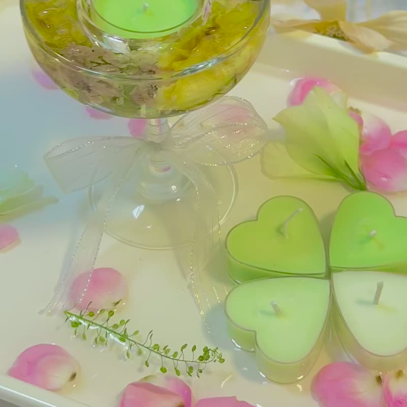 Dry flower glass candle holder Wax fragrance Wax Wax wedding favors table gift birthday gift - น้ำหอม - ขี้ผึ้ง 