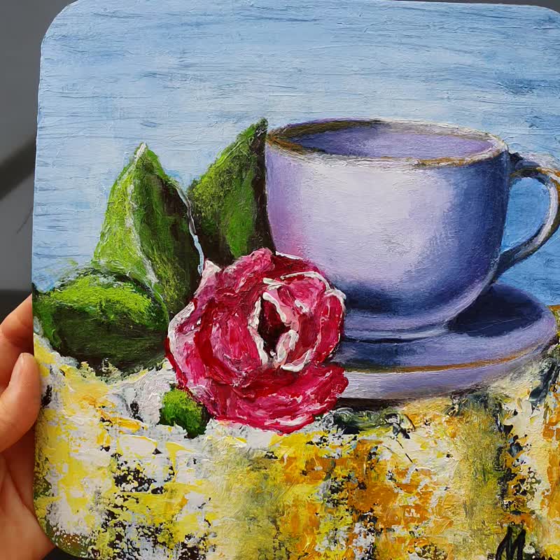 rose coffee painting