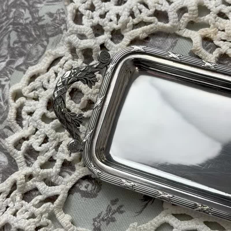 50754-罕見法國古董鍍銀窄形長托盤 - 盤子/餐盤/盤架 - 銀 