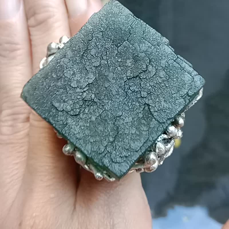 螢石原礦手工銀戒 純銀戒指 ~ **立方** ~ Fluorite Silver Ring - 戒指 - 純銀 