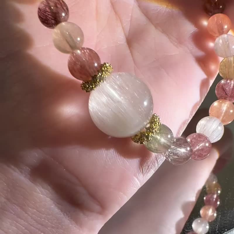 客製化 | 透體拉絲貓眼彩兔毛 - 手鍊/手環 - 水晶 多色