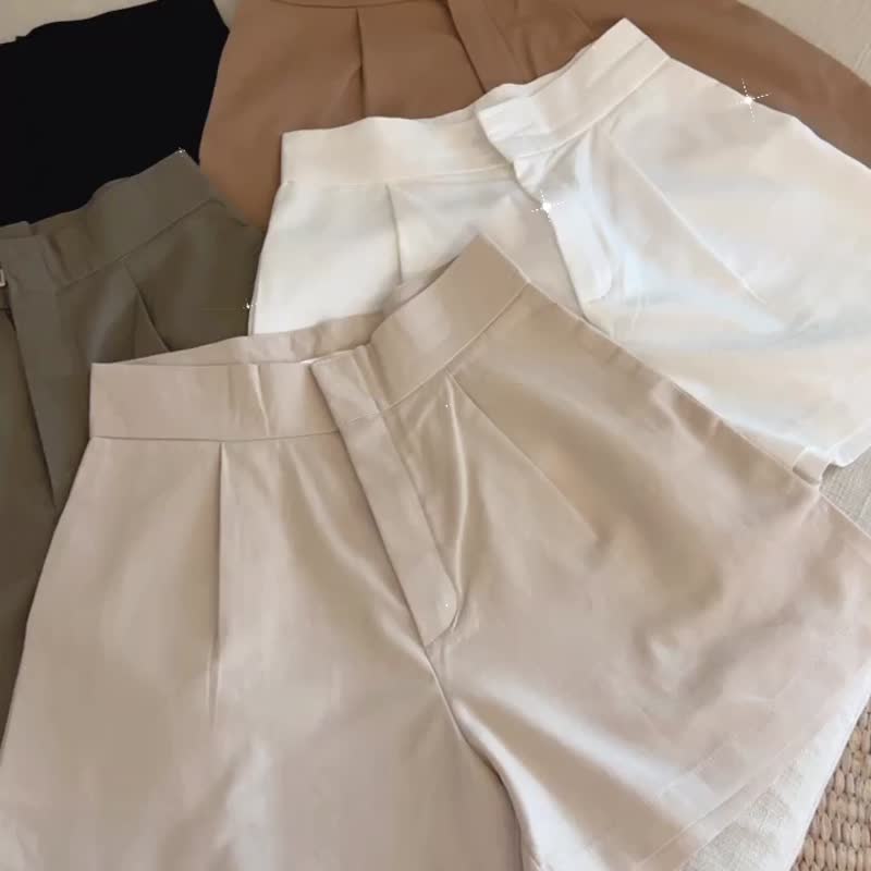 high waisted linen shorts - 長褲/短褲 - 亞麻 白色