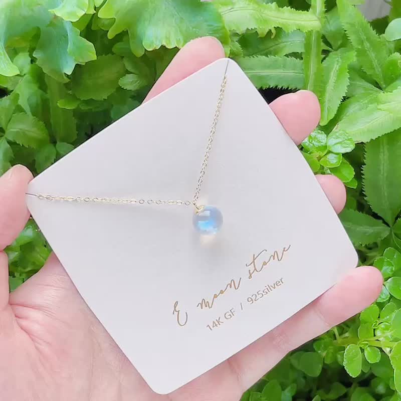 藍月光小燈泡球球項鍊 14K - 項鍊 - 水晶 白色