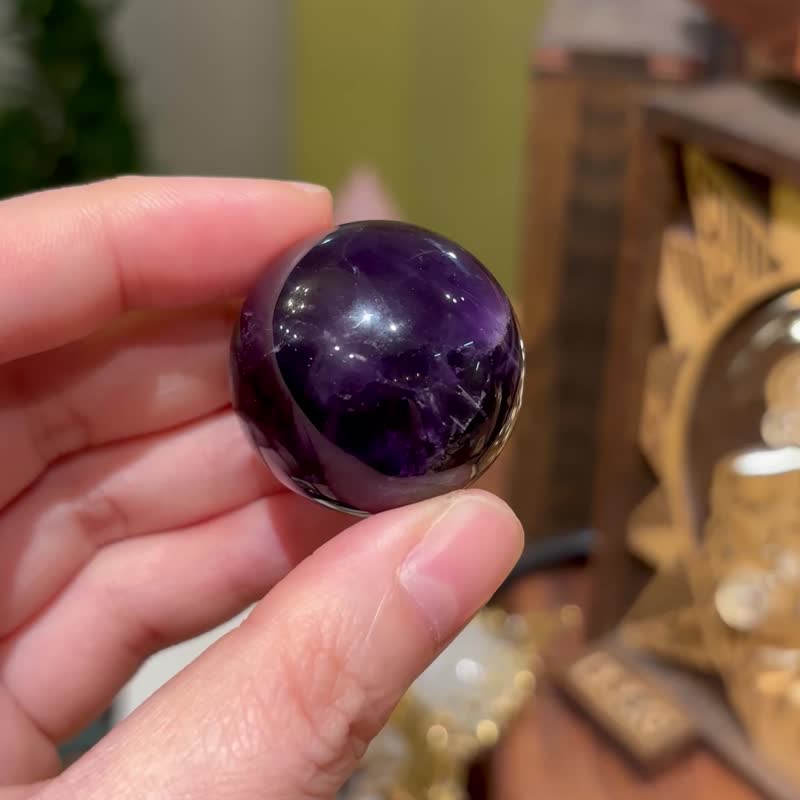 紫晶球 3.1cm 水晶球 一圖一物 家居擺設 風水 晶石擺件 - 擺飾/家飾品 - 水晶 紫色