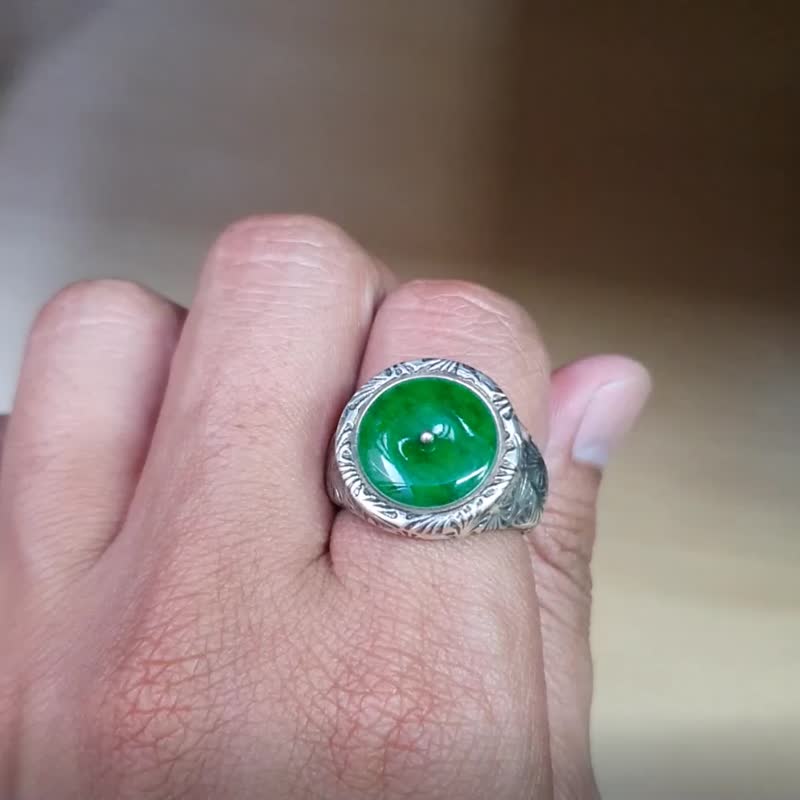925戒指 翡翠 幾何戒指 - 戒指 - 純銀 綠色