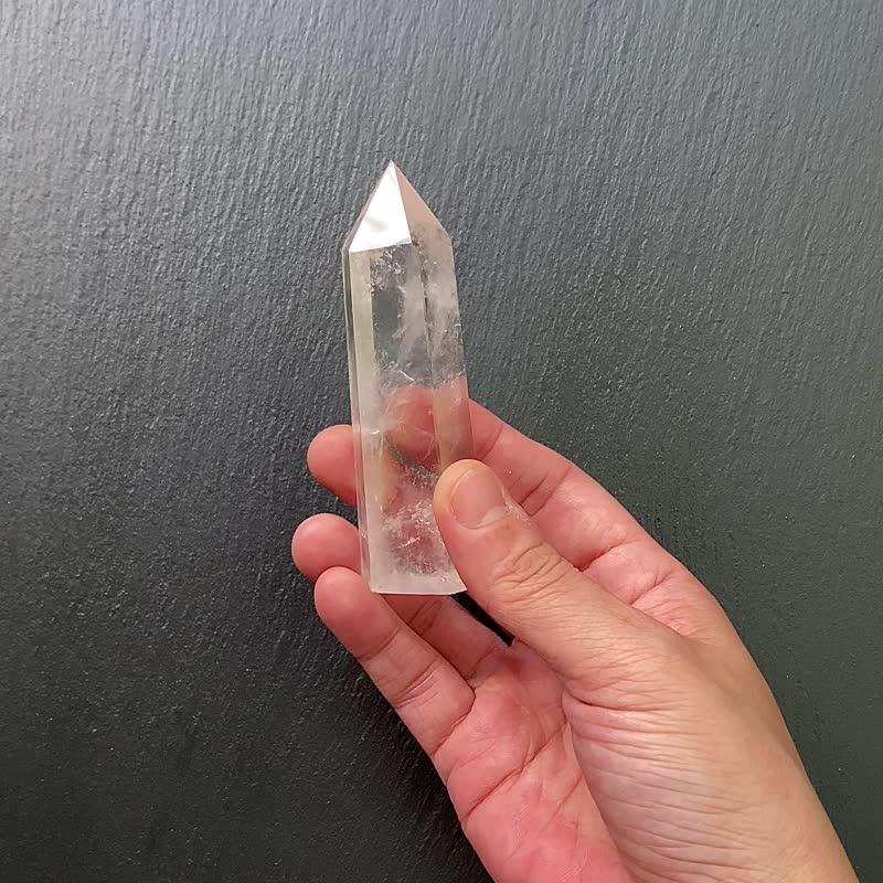 天然冰透彩虹帶彩白水晶能量柱 冥想 淨化 風水擺件 快速出貨 - 擺飾/家飾品 - 水晶 多色