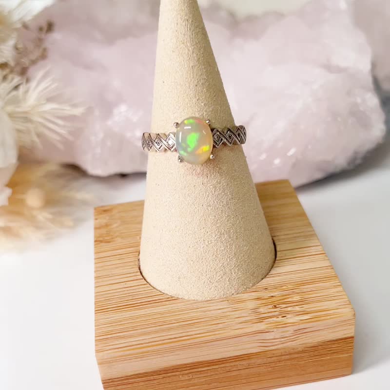 Light luxury jewelry-high fire opal ring - General Rings - Gemstone 