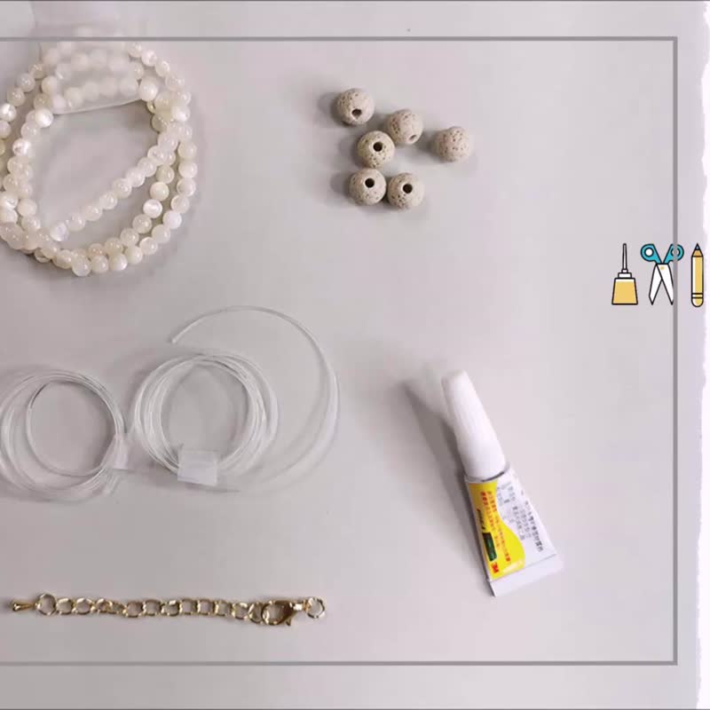 DIY Pack Shell Pearl Beaded Aroma Rock Necklace plus Extender Tutorial Video - งานโลหะ/เครื่องประดับ - เครื่องเพชรพลอย ขาว