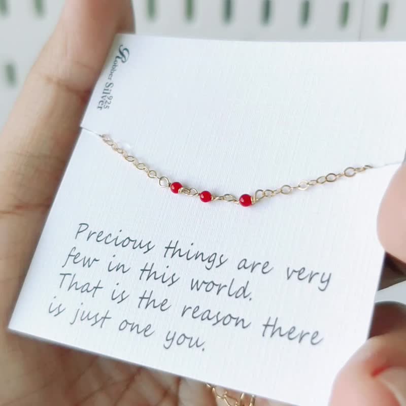 SV925/ 14KGF 小清新 Coral 迷你紅珊瑚手鍊/腳鍊 - 腳鍊/腳環 - 半寶石 紅色