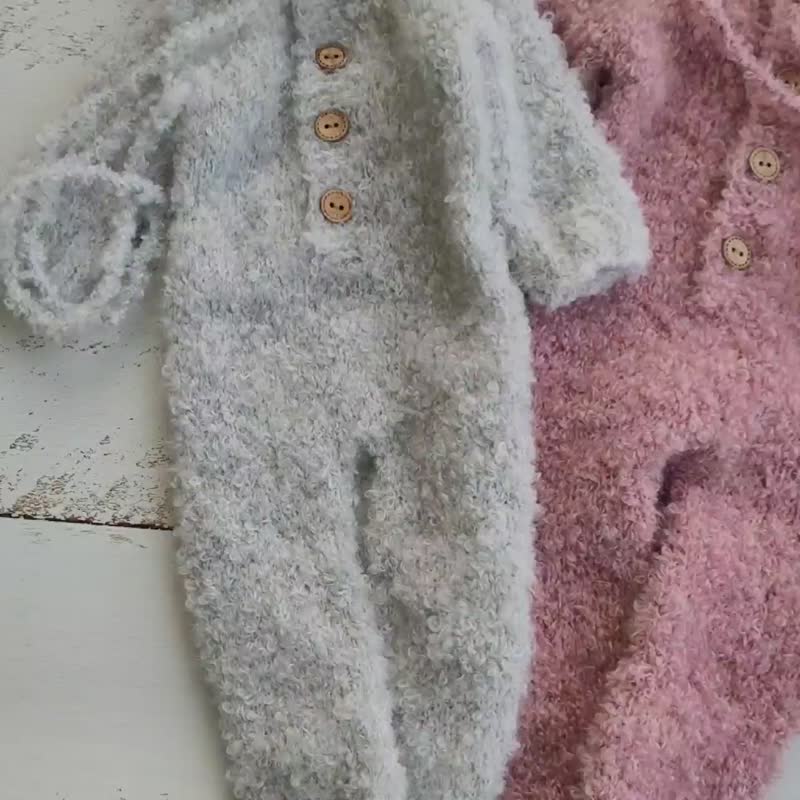 4 colors!!! Newborn Bear Hat and Romper / Photo props - 嬰兒手鍊/飾品 - 羊毛 多色