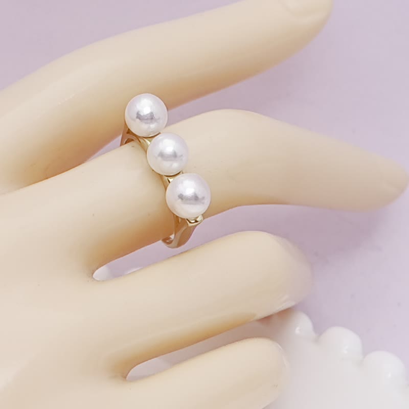 Balance beam natural seawater pearl akoya S925 Silver ring - General Rings - Pearl White