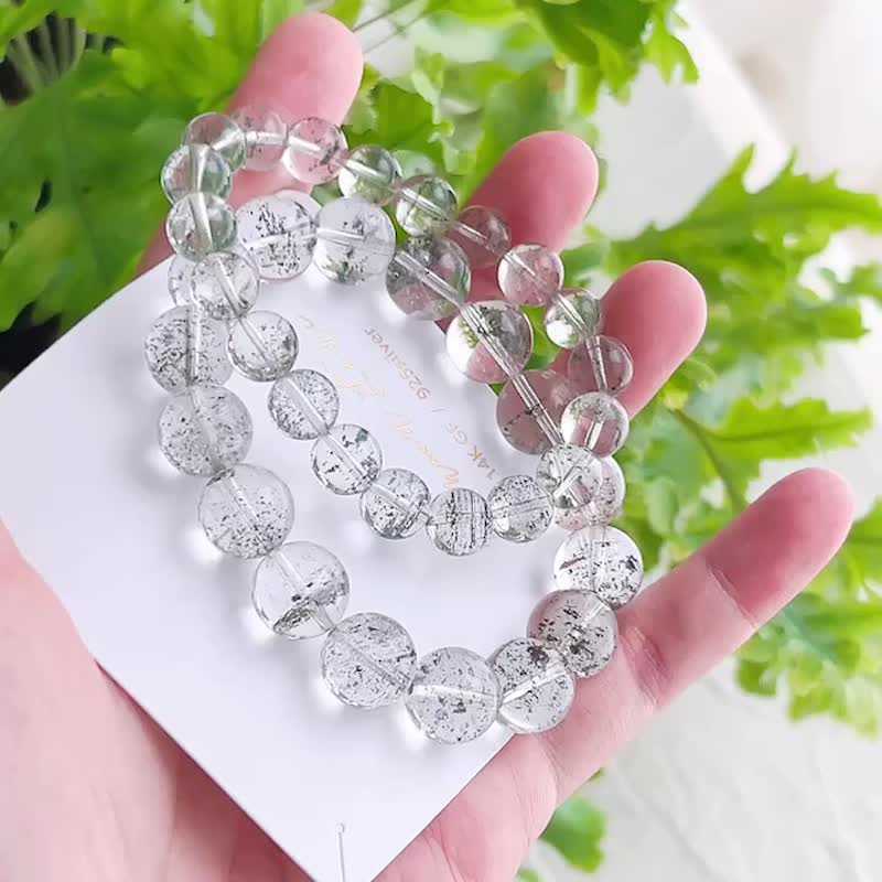 滿天星層景綠幽靈 天然水晶球粉圓手串 - 手鍊/手環 - 水晶 綠色