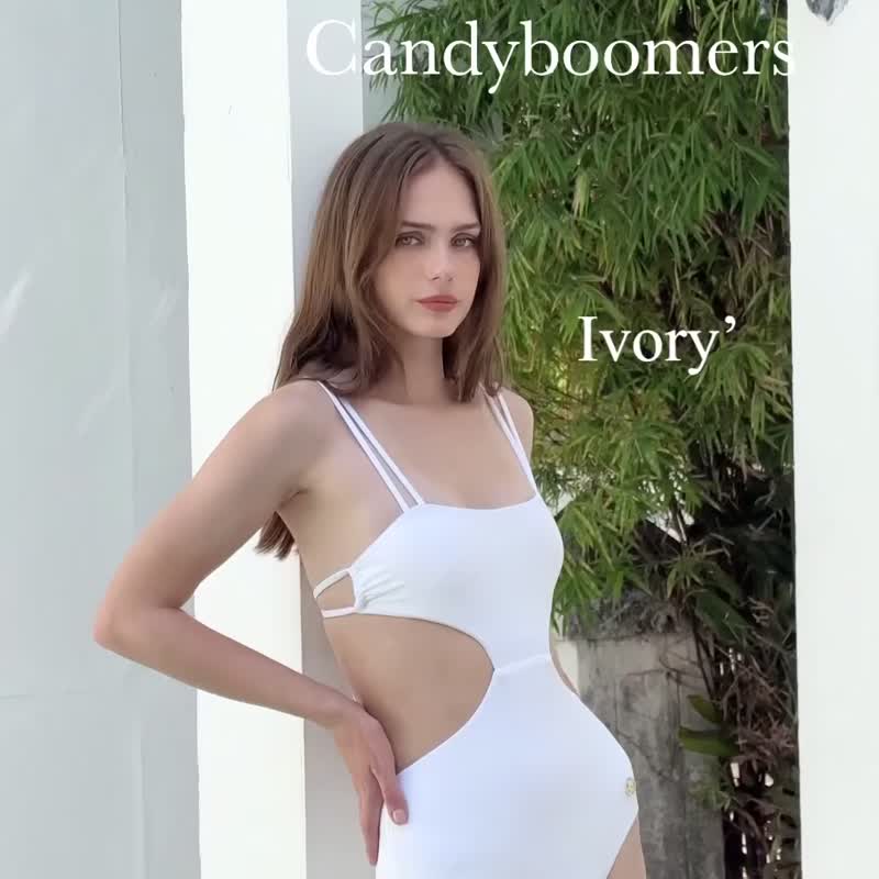 NNYC Swimwear - CandyBoomers (Ivory) - Women's Swimwear - Polyester White
