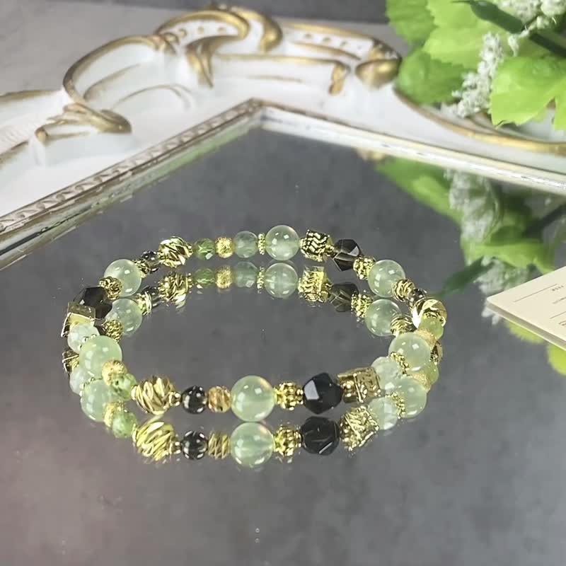 葡萄莊園 | 葡萄石 橄欖石 茶水晶 | 富饒的生活 | 女士水晶手鍊 - 手鍊/手環 - 水晶 綠色