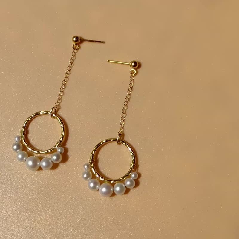 14KGF凡爾賽造型天然淡水珍珠耳環 獨立原創設計宮廷風 聖誕禮物 - 耳環/耳夾/耳骨夾 - 珍珠 