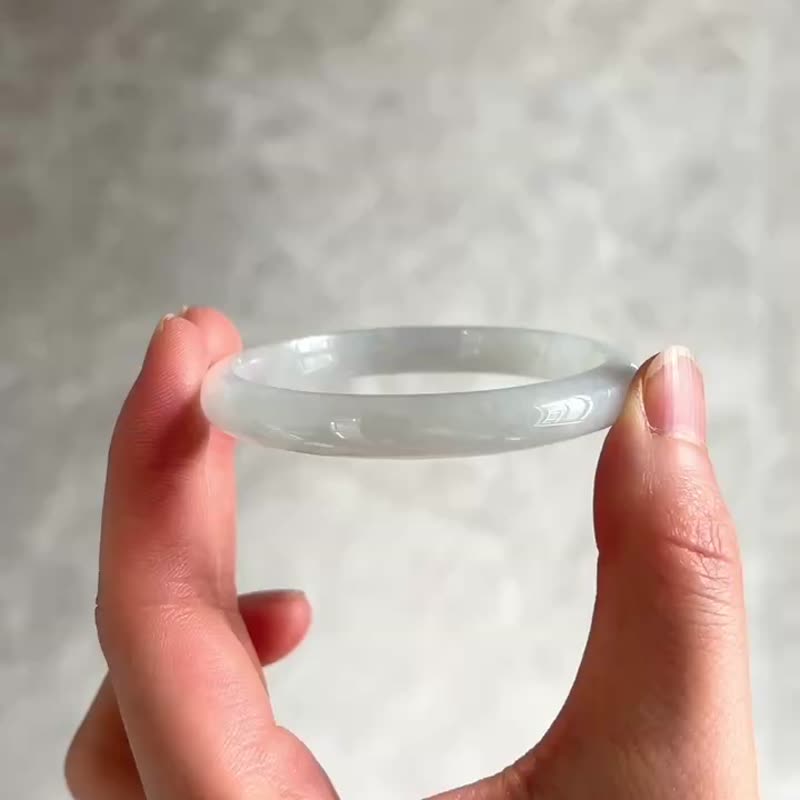 冰種 天然翡翠 緬甸翡翠 A玉 玉鐲 • 冰種莫奈睡蓮福鐲G - 手鍊/手環 - 石頭 藍色