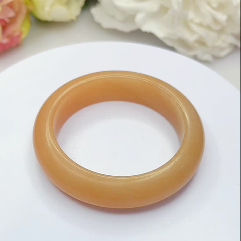 NO.67滿糖平安鐲 佘太翠玉鐲 51 MM 圈口 甜蜜紅糖 手鐲 手環 - 手鍊/手環 - 玉石 橘色