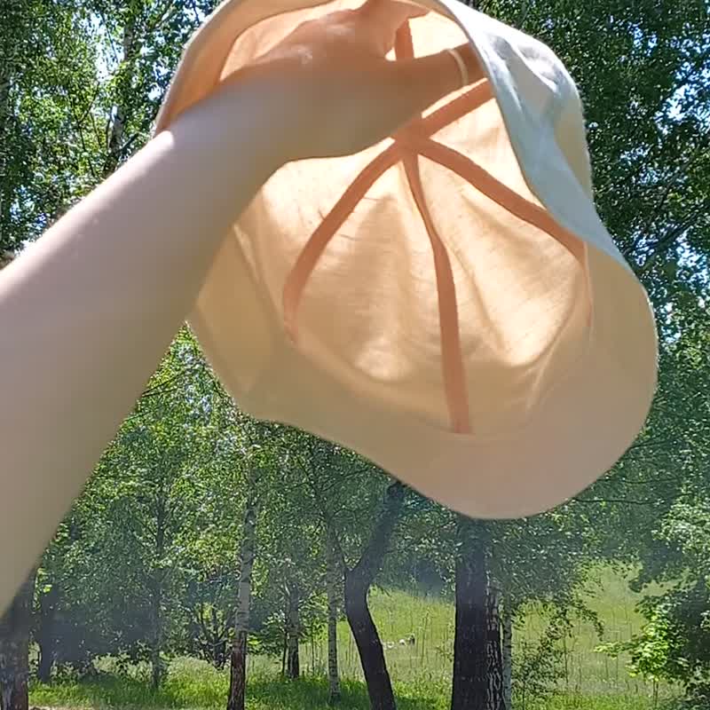 Lightweight and breathable linen bell hat. Bucket hat from the sun. Panama hat. - 帽子 - 亞麻 多色