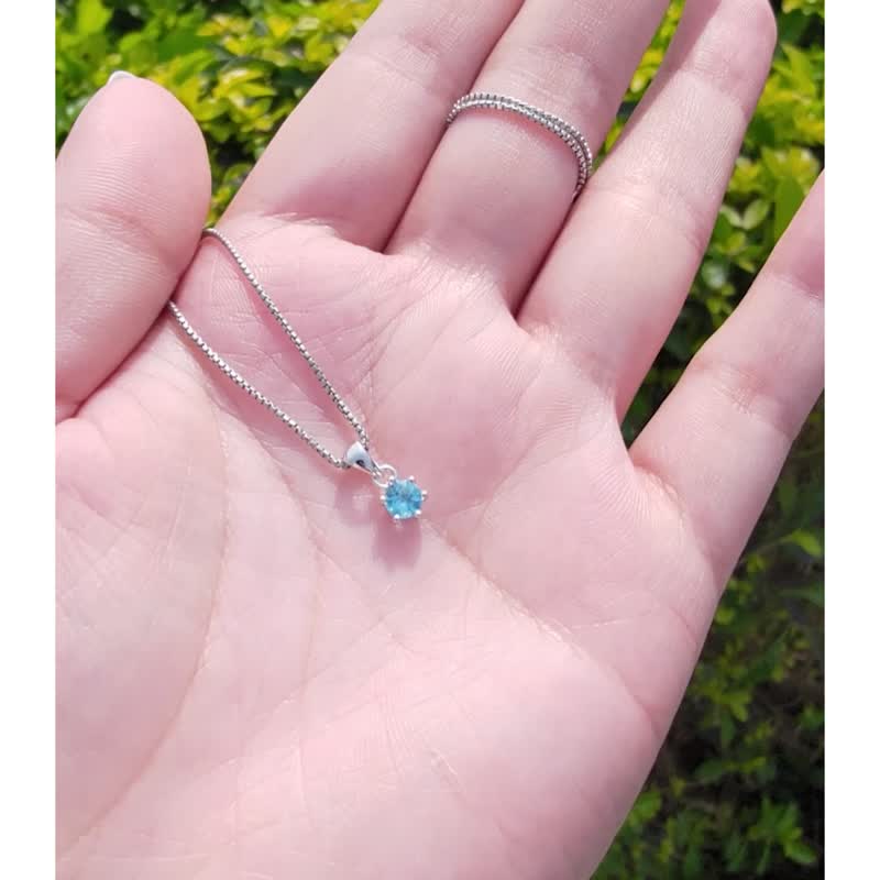 Sun Rain | Stone/925 Sterling Silver | Natural Gemstone Necklace - สร้อยคอ - เครื่องเพชรพลอย สีน้ำเงิน