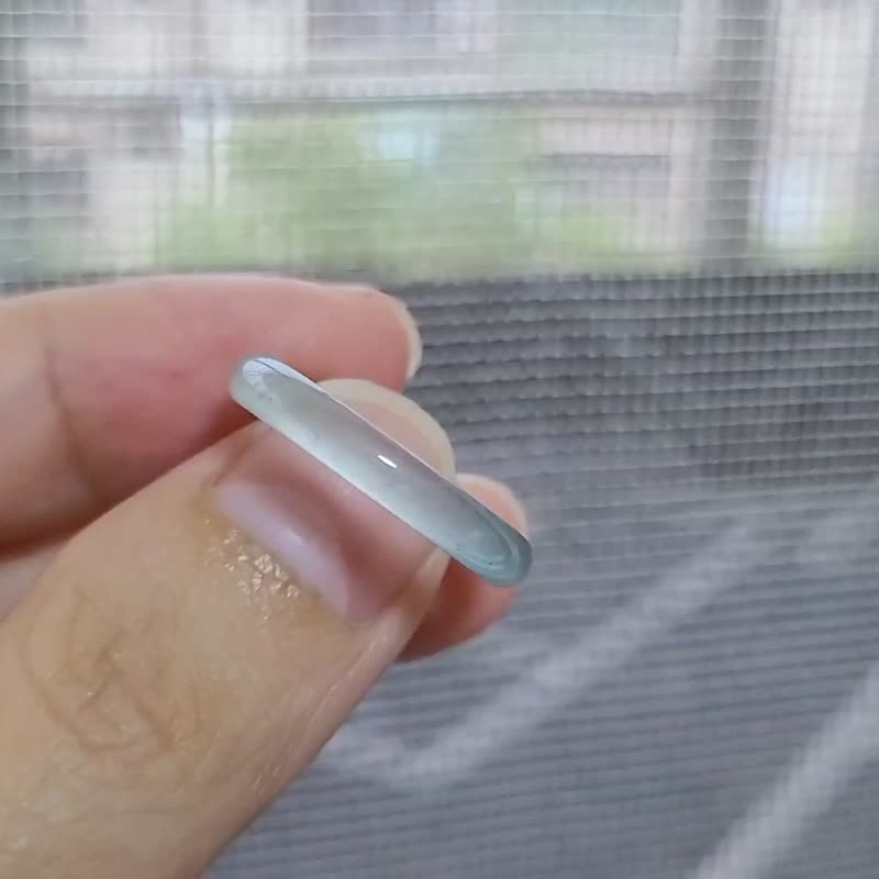 【親翠】天然瓜地馬拉翡翠 高冰起藍剛細手指鐲13號戒圈 - 戒指 - 玉石 多色