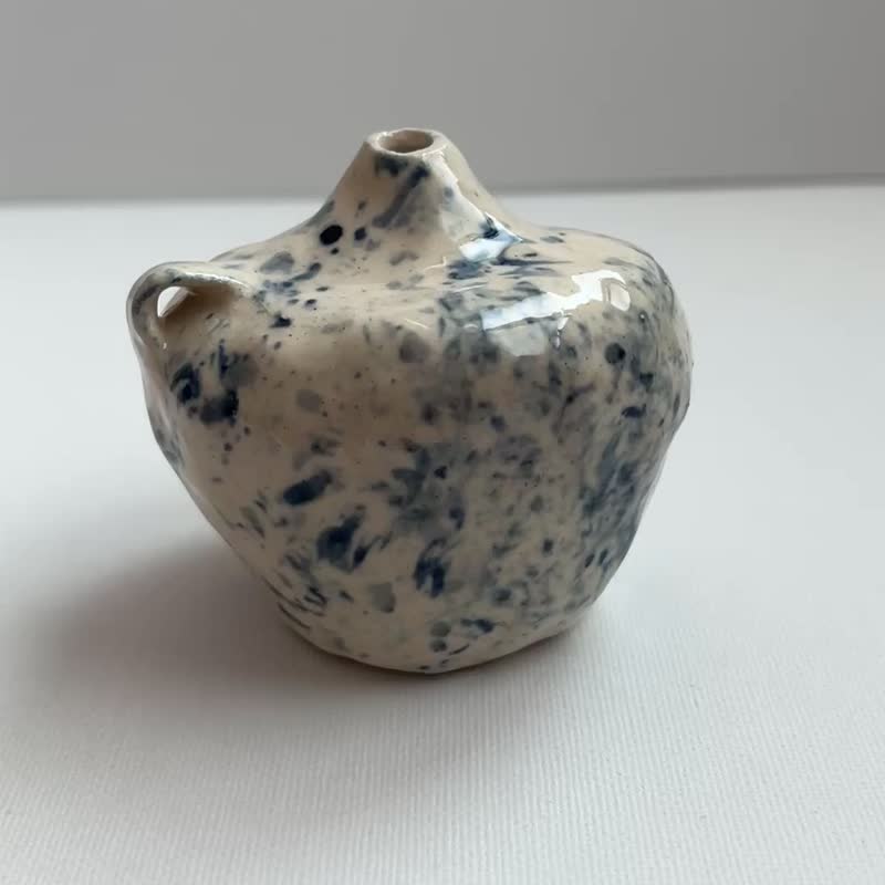 絮曲02 青花小花瓶  6.8 x 7.5 x H6.7cm - 花瓶/花器 - 陶 