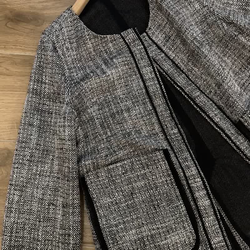 帥性窄肩棉質的毛呢外套 - 女大衣/外套 - 棉．麻 黑色