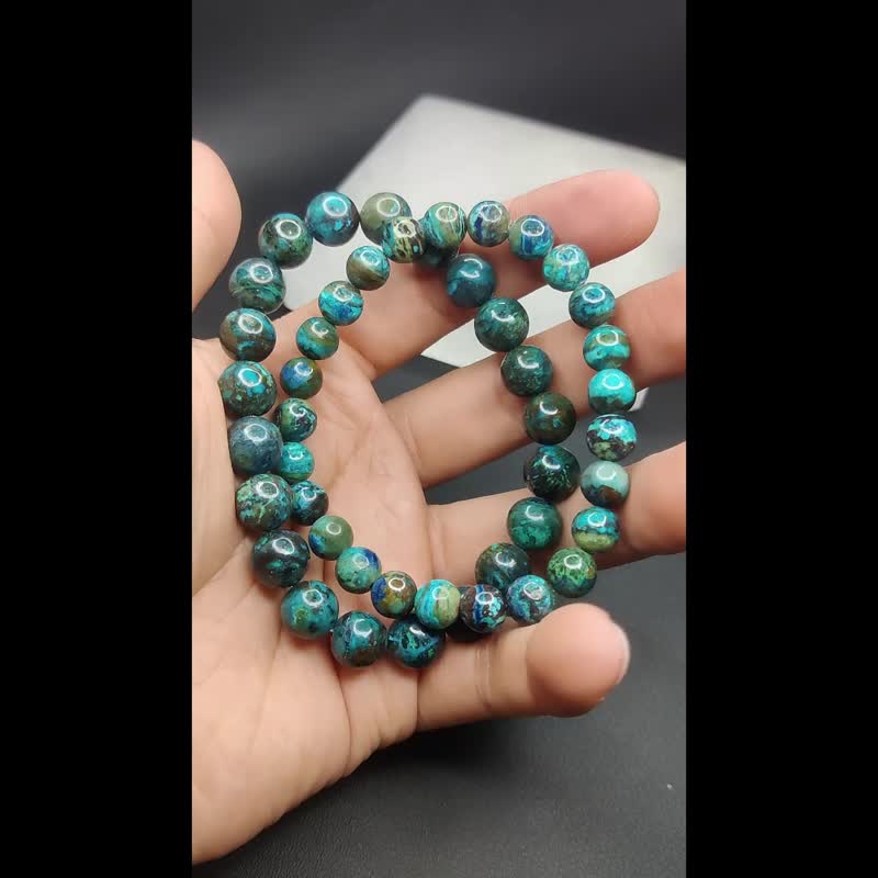 【訂製品】藍銅礦 Azurite 手串 手鍊 天然水晶 水晶手鍊 7-12mm - 手鍊/手環 - 玉石 