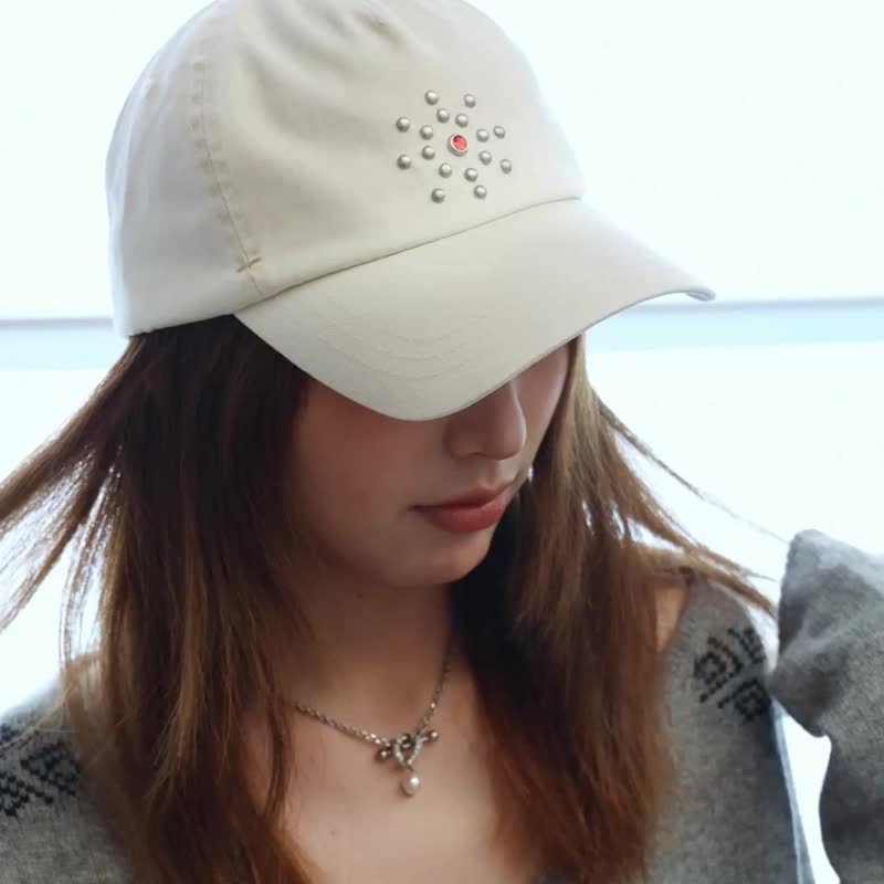 水鑽鉚釘彎簷帽 太極佩斯利 鴨舌帽 棒球帽 鉚釘帽 彎簷帽 街頭風 - 帽子 - 棉．麻 黑色