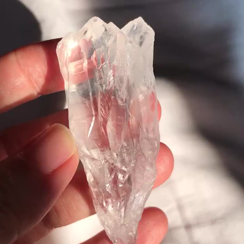 螺旋水晶 透體彩虹 權杖 雙尖 刀刻紋 浮生 白水晶簇 - 擺飾/家飾品 - 水晶 透明