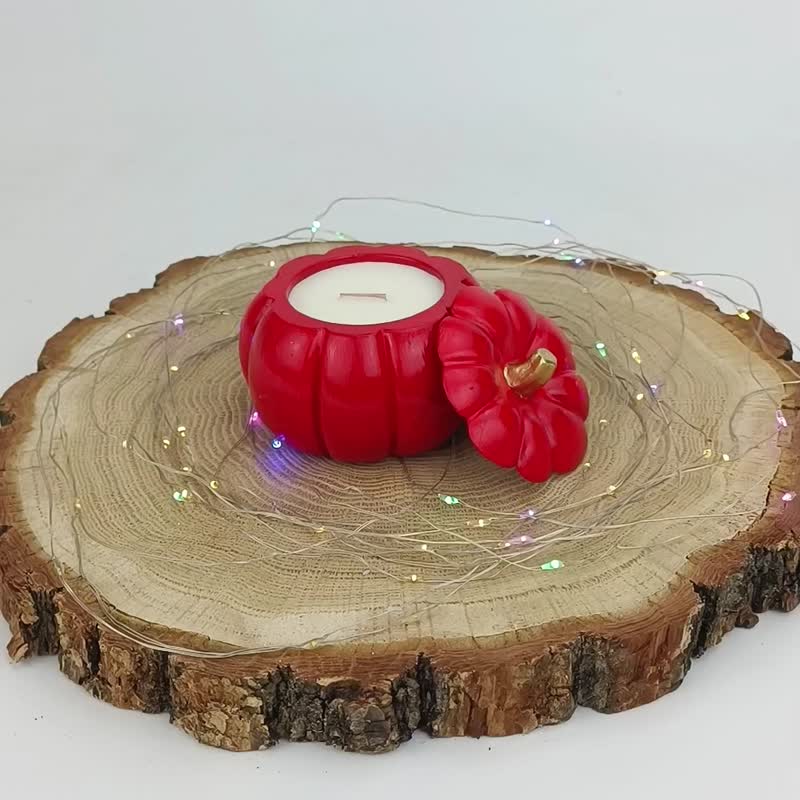 Red Candle Cute pumpkin candle Fall decorations Holiday candle Autumn gift - Candles & Candle Holders - Wax 