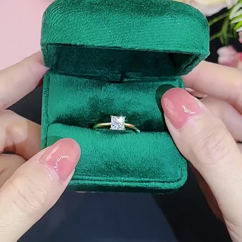 高碳鑽戒指  正方形款  交換禮物 - 戒指 - 寶石 