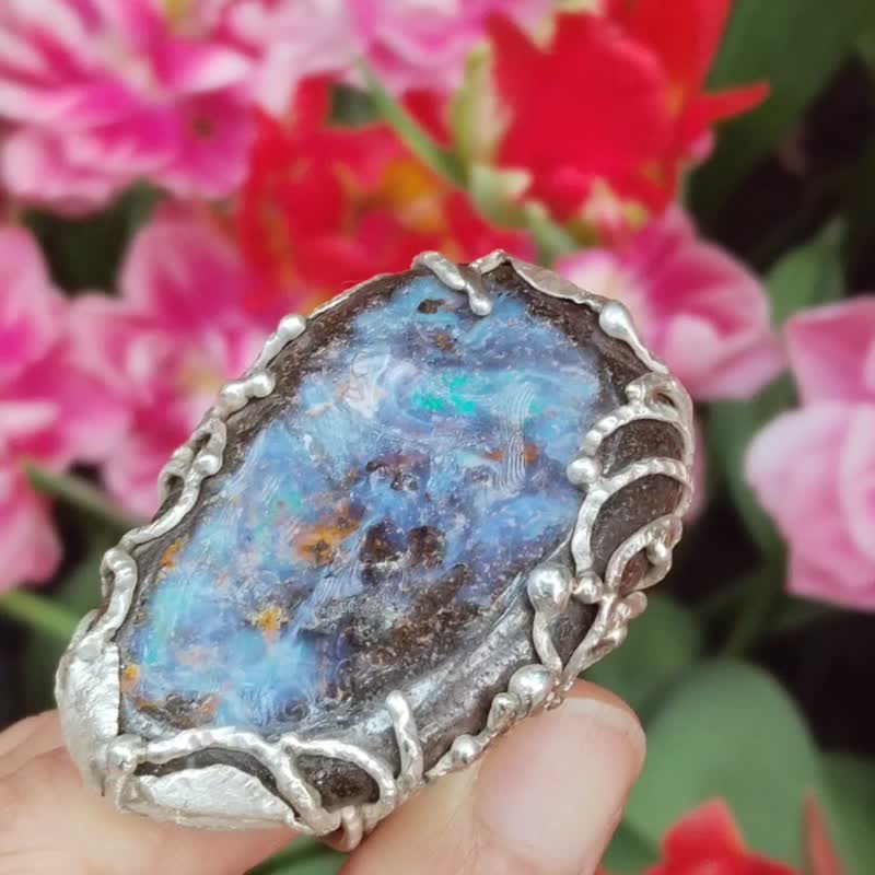 蛋白石手工銀戒 純銀戒指 ~ ** 變 **~Opal Silver Ring - 戒指 - 純銀 