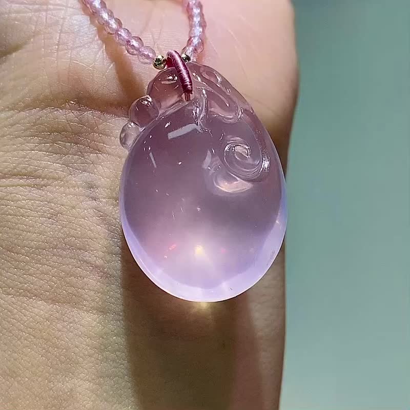 天然莫桑比克粉水晶招財獸吊墜 晶體干淨 顏色粉嫩水潤 - 吊飾/掛飾 - 水晶 