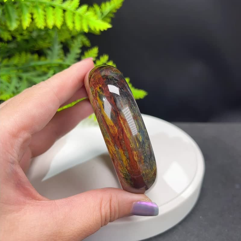 精品 南非彼得石手鐲 62MM 玉化高瓷貓眼山水壁畫風 理性自我意誌 - 手鍊/手環 - 寶石 
