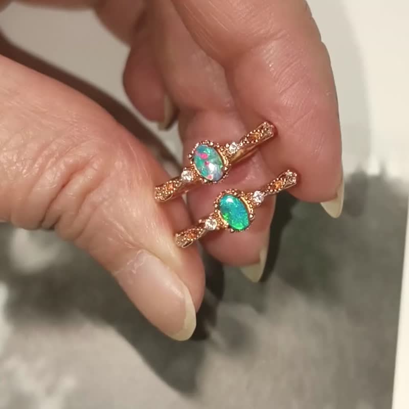 1点限定！ ちょっとリッチな オパール リング 大きいサイズ 桜色に虹の煌き＊ピンクオパール華奢ツイストリング（サイズ