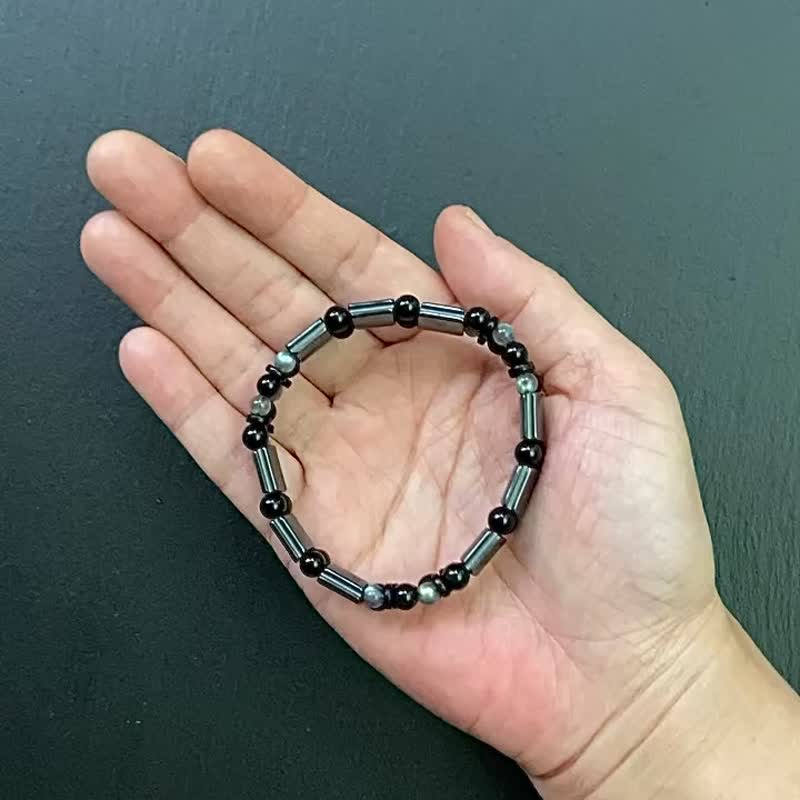 Black Stone, Stone, obsidian, and ebony wood | Avoid evil and prevent bad people from prospering your career | Bracelet customization - สร้อยข้อมือ - คริสตัล หลากหลายสี