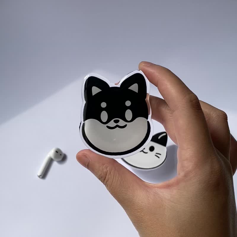 6cm Phone Grip Cute Cat Dog Big Head, Acryl Phone Grip - Phone Accessories - Plastic Black