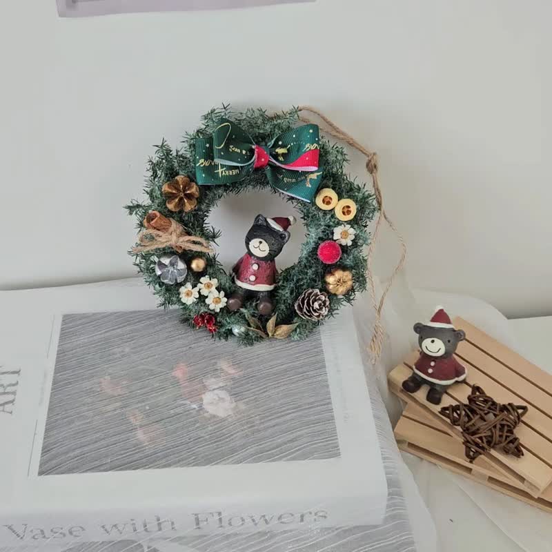 永生雪松聖誕貓貓小花圈 聖誕禮物 聖誕花圈 - 乾燥花/永生花 - 植物．花 多色